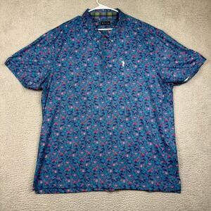William Murray Mens Golf Polo Shirt 2XL Tropical Print Short Sleeve Button‎ Up